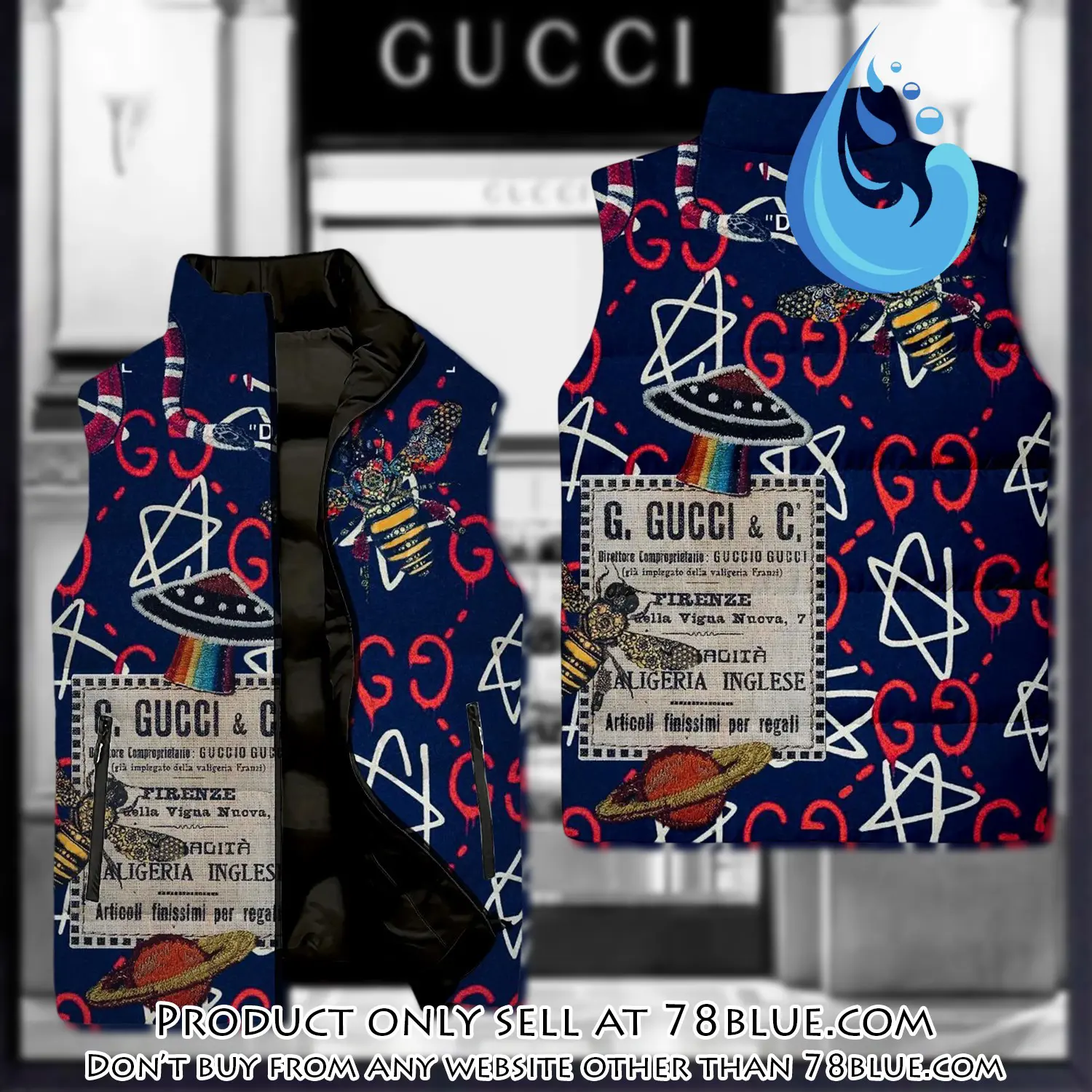 Gucci star luxury brand 3d sleeveless down jacket 78b1729642
